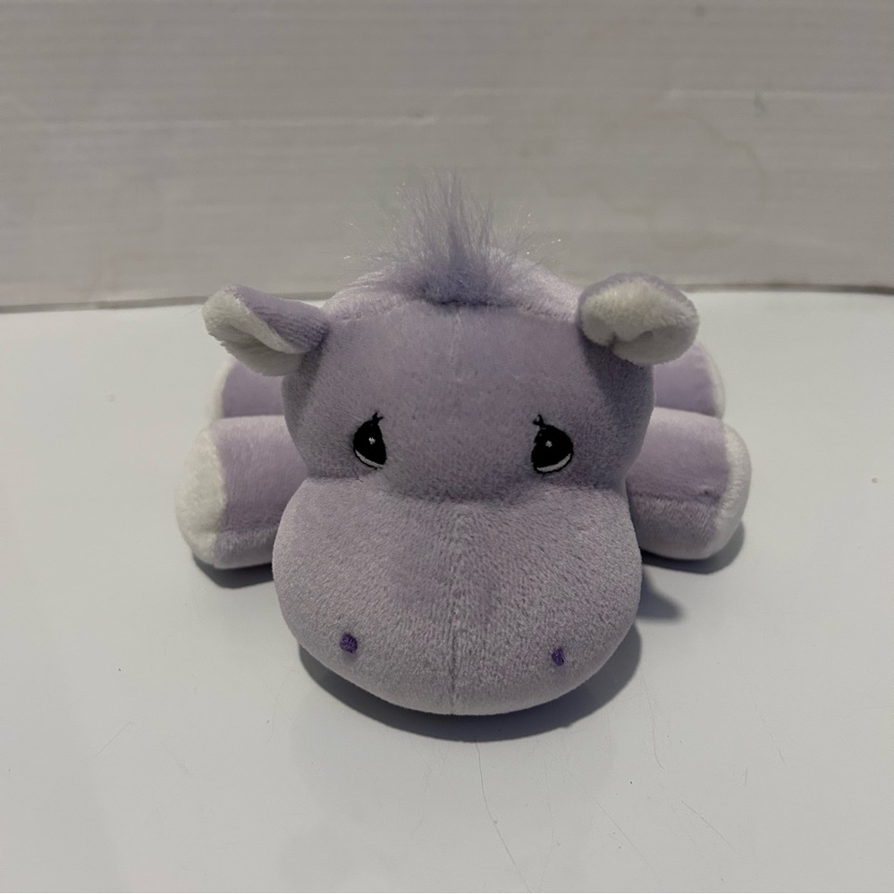 Vtg Precious Moments Enesco Tender Tails lilac HIPPO Beanie Plush Beanbag Stuffy
